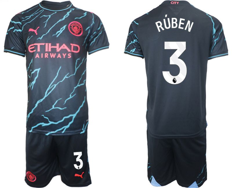 Men 2023-2024 Club Manchester City away blue #3 Soccer Jersey->manchester city jersey->Soccer Club Jersey